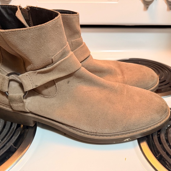 Calvin Klein Taupe Suede Ankle Boots – Side Zip Harness Strap – Men’s